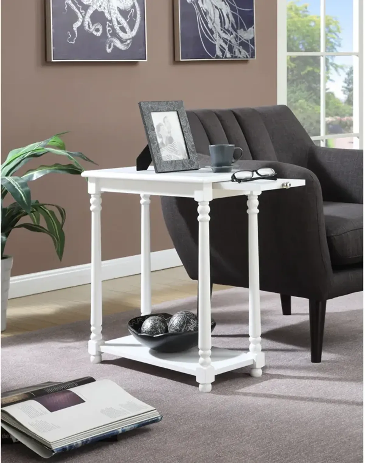 Convenience Concepts French Country Regent End Table, White