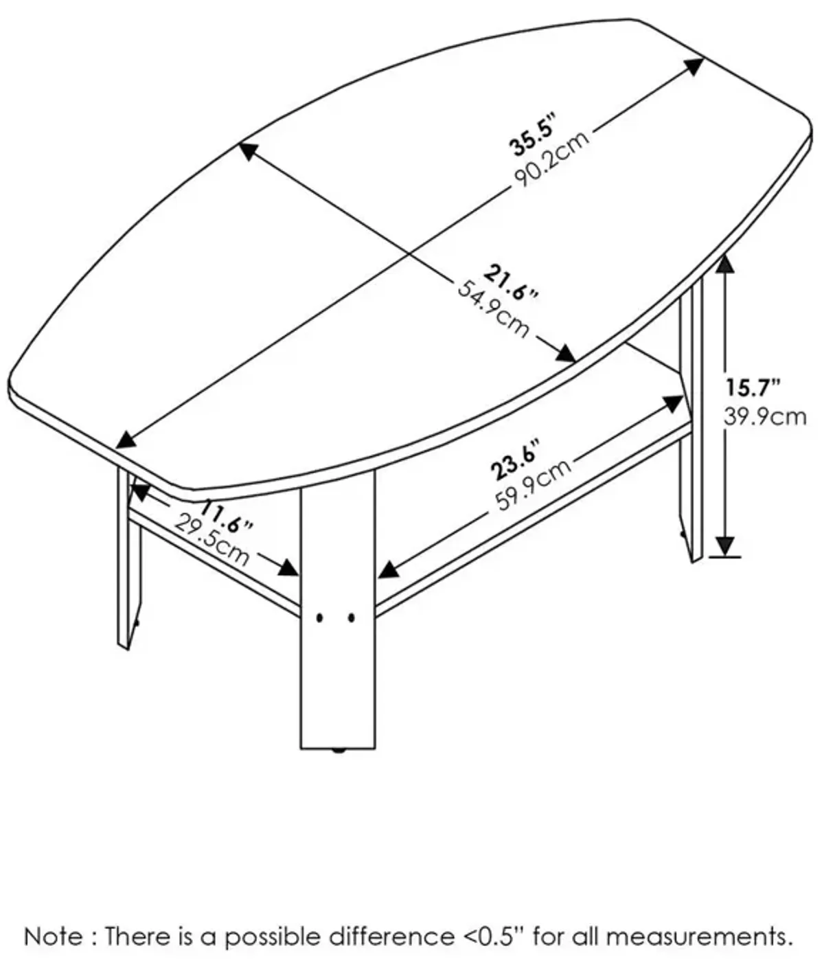 Furinno Simple Design Coffee Table, Columbia Walnut/Black