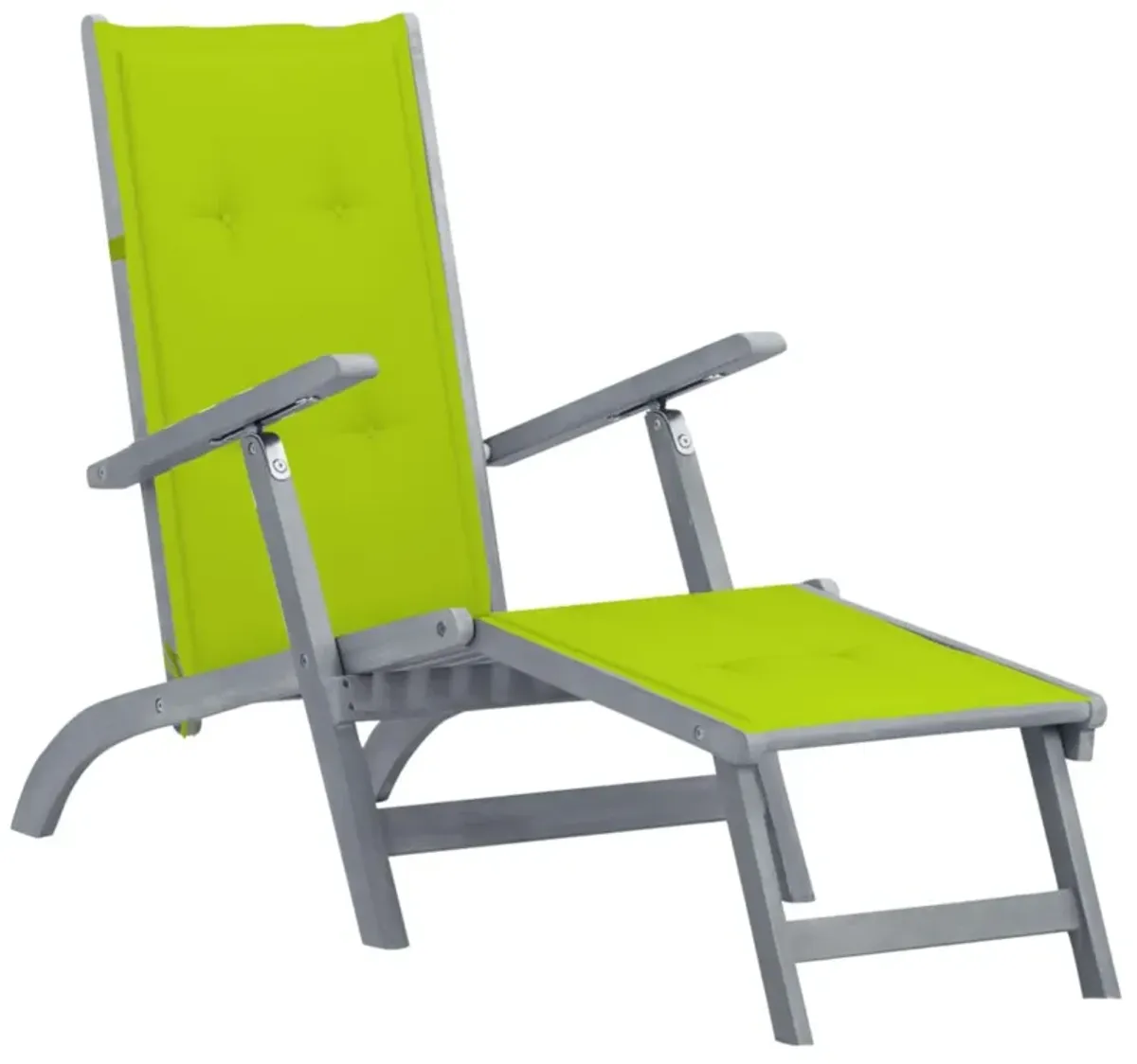 vidaXL Patio Deck Chair with Footrest and Cushion Solid Wood Acacia