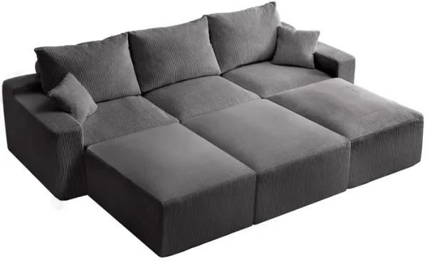 Merax 110" L-Shaped Corduroy Sectional Sofa