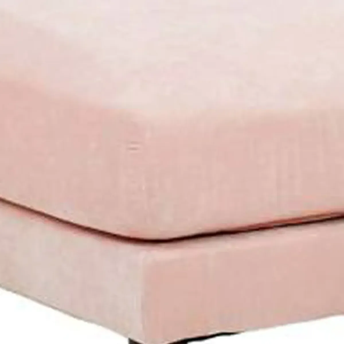 Rio 32 Inch Modular Ottoman, Box Cushion Seat, Wood Legs, Blush Pink-Benzara