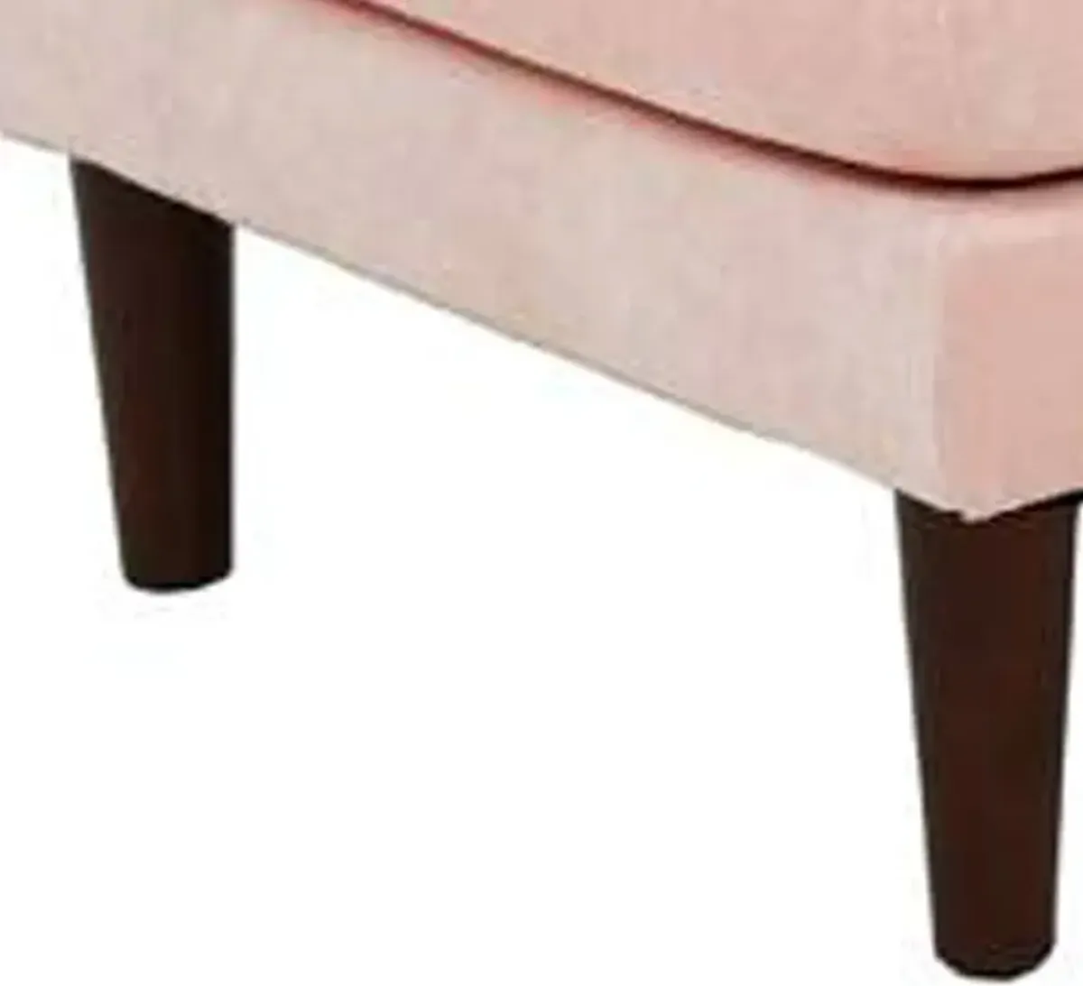 Rio 32 Inch Modular Ottoman, Box Cushion Seat, Wood Legs, Blush Pink-Benzara