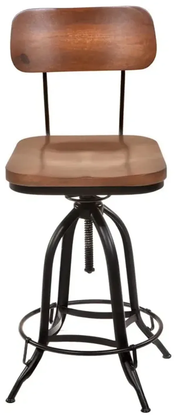 Carolina Living Mason Adjustable Barstool - Chestnut Seat - Black Base