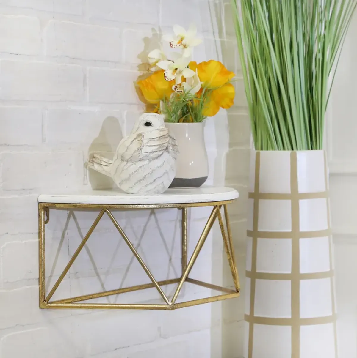 16" Demilune Wall Shelf, White
