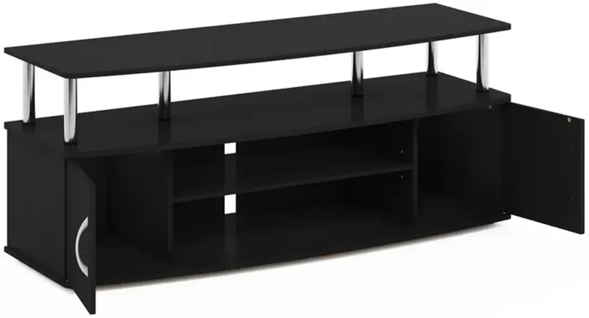 Furinno JAYA Large Entertainment Center Hold up to 55-IN TV, Americano, Stainless Steel Tubes