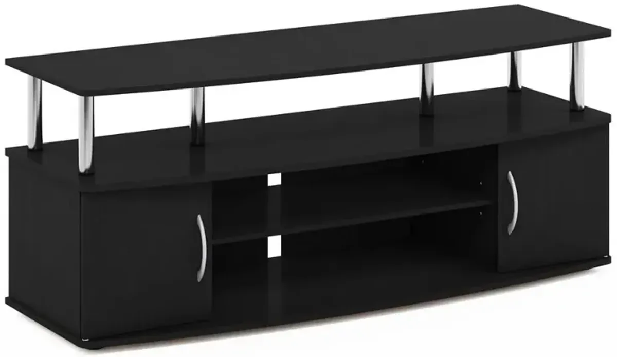 Furinno JAYA Large Entertainment Center Hold up to 55-IN TV, Americano, Stainless Steel Tubes