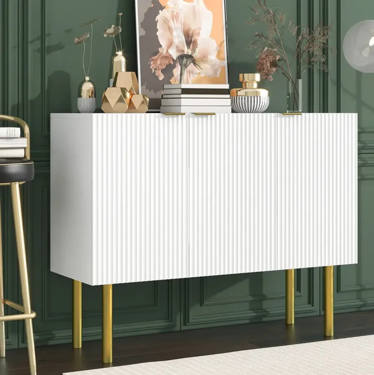 47" Modern dining Buffets sideboard Kitchen Cabinet, White