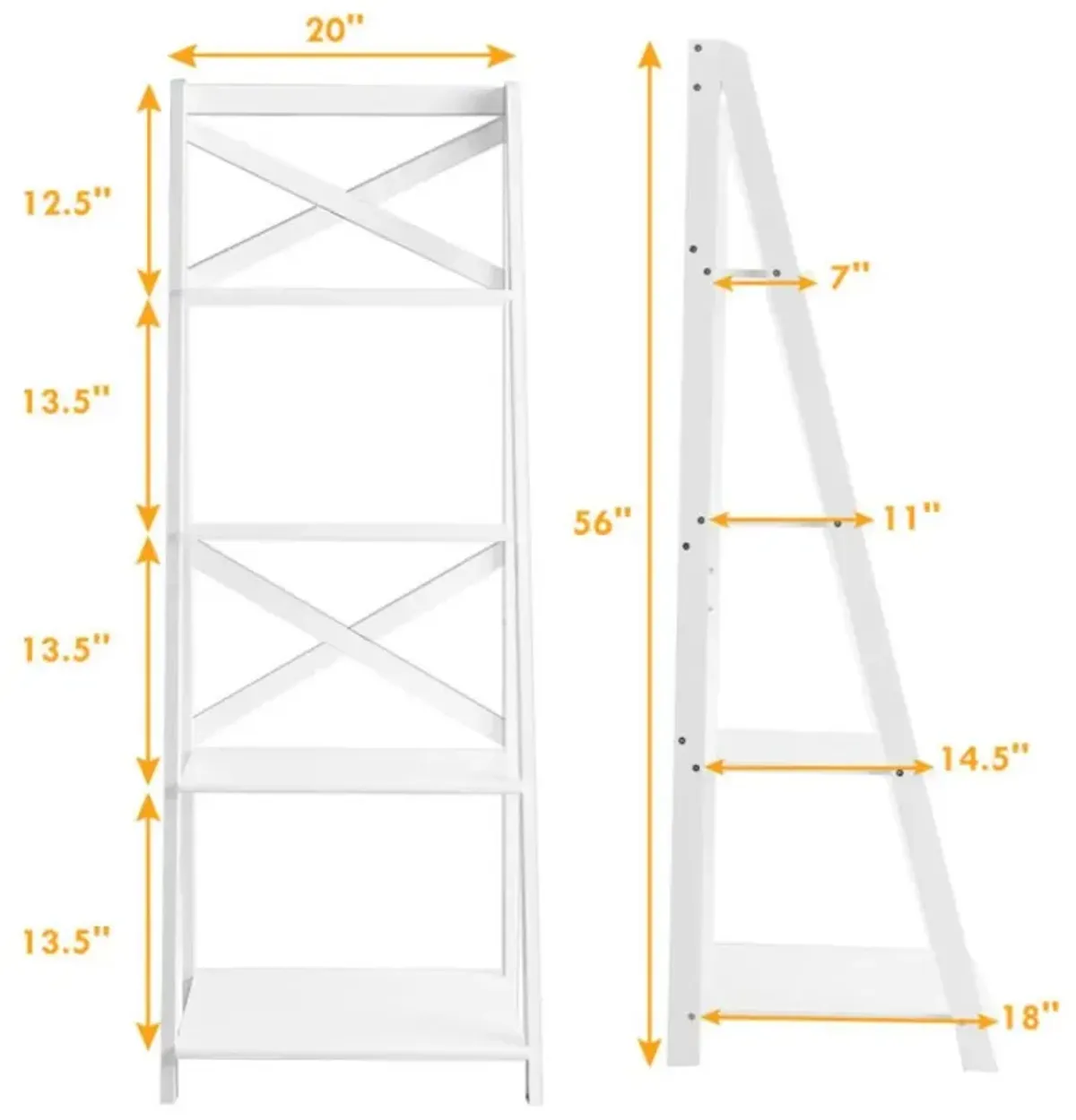 Hivvago 4-Tier Leaning Free Standing Ladder Shelf Bookcase Display Shelf