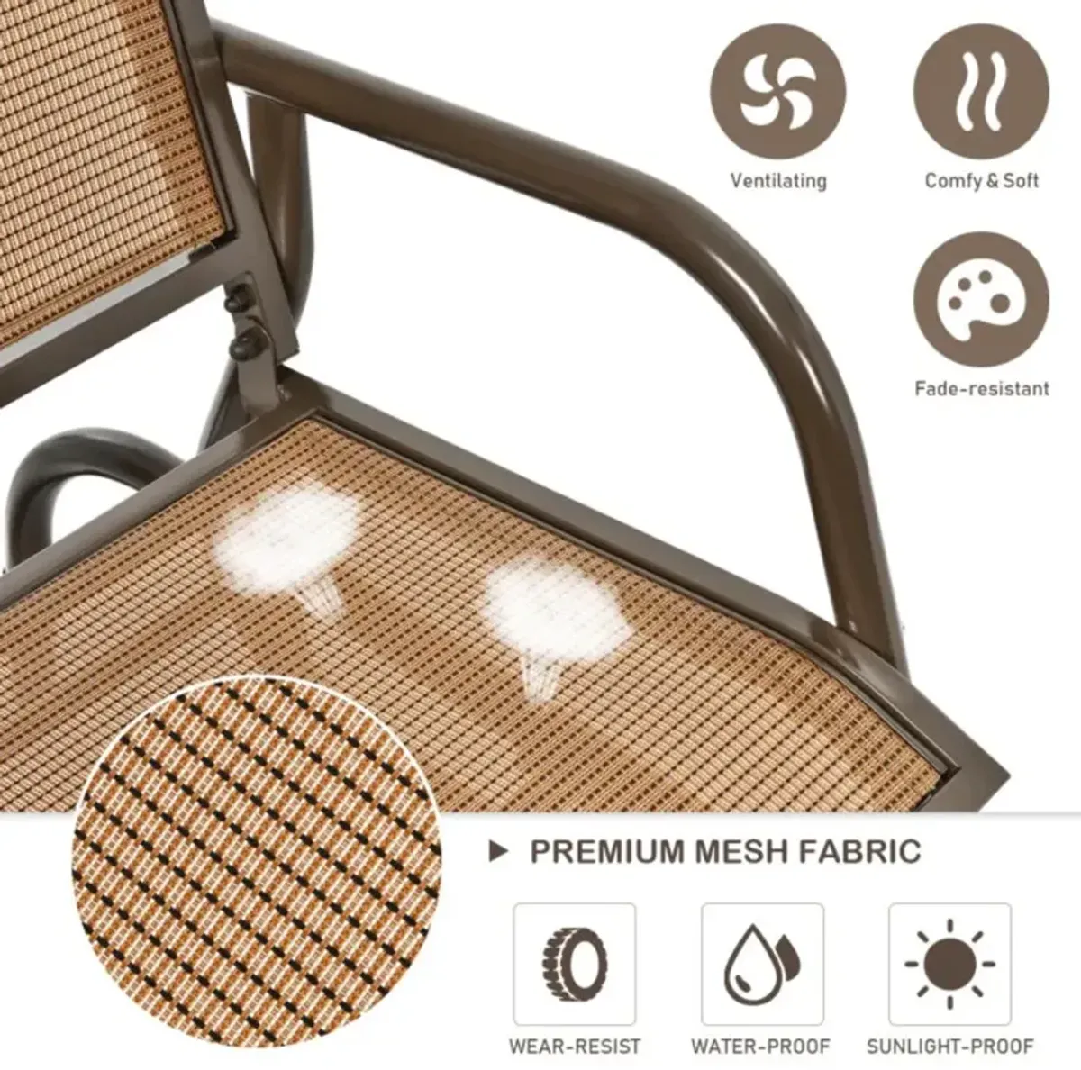 Hivvago Outdoor Single Swing Glider Rocking Chair with Armrest