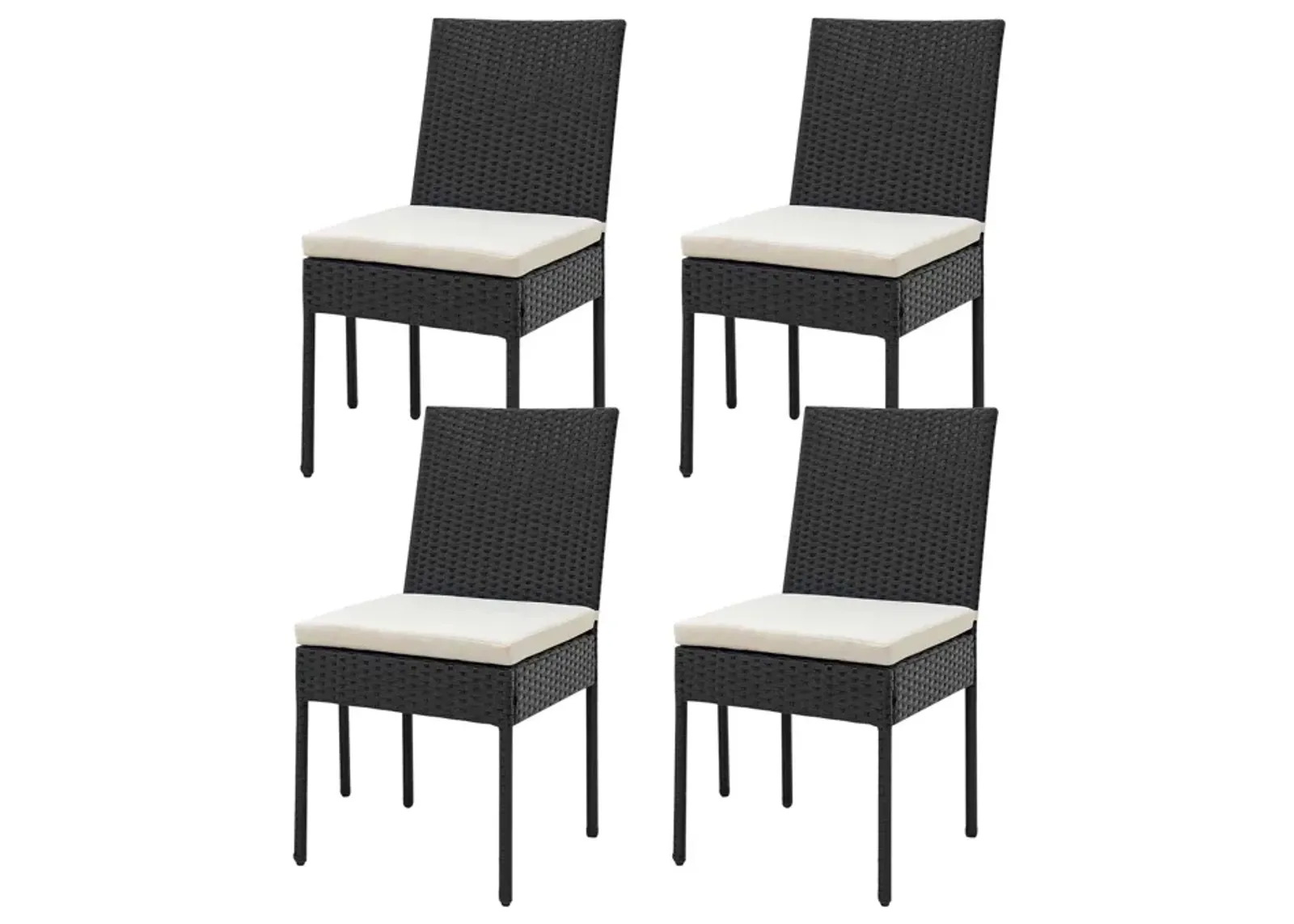 PE Wicker Patio Chairs Set of 4 with Cushions for Porch Deck Garden and Backyard-4 Pieces