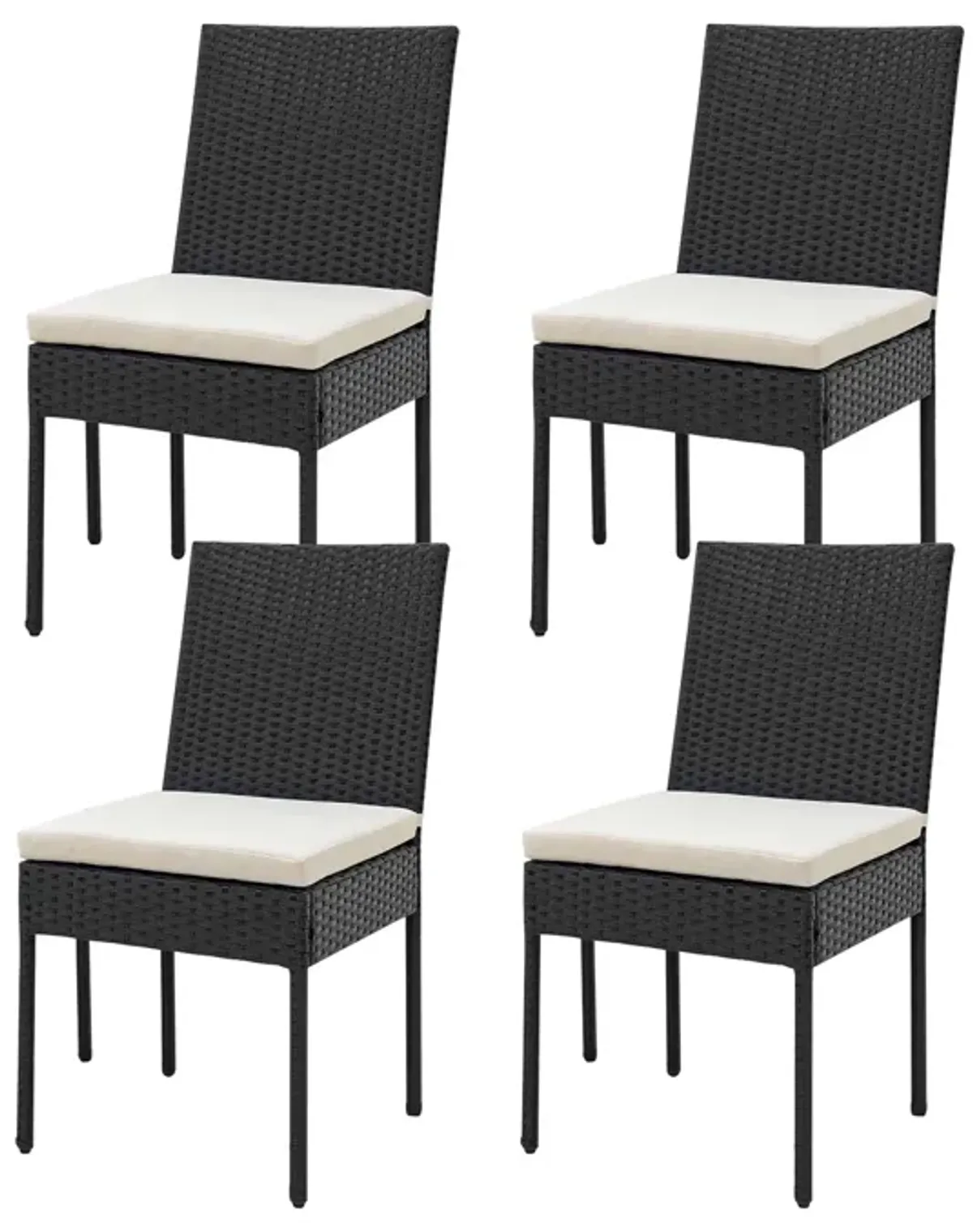 PE Wicker Patio Chairs Set of 4 with Cushions for Porch Deck Garden and Backyard-4 Pieces