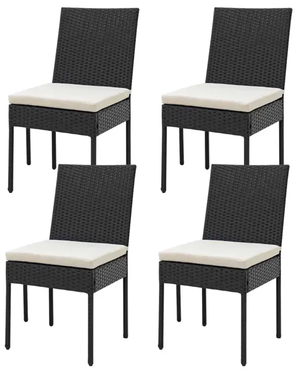 PE Wicker Patio Chairs Set of 4 with Cushions for Porch Deck Garden and Backyard-4 Pieces