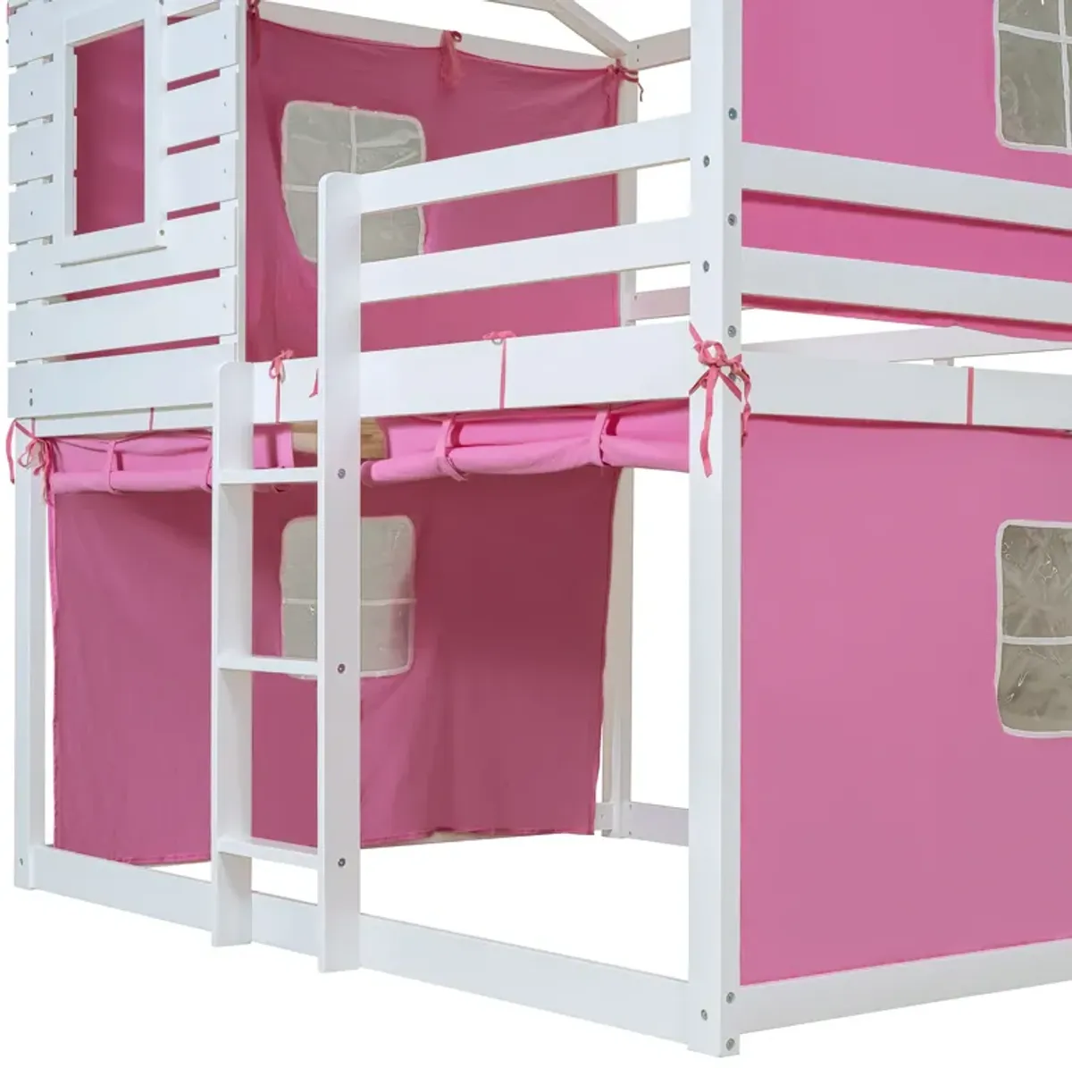 Merax Wood House Bunk Bed with Tent