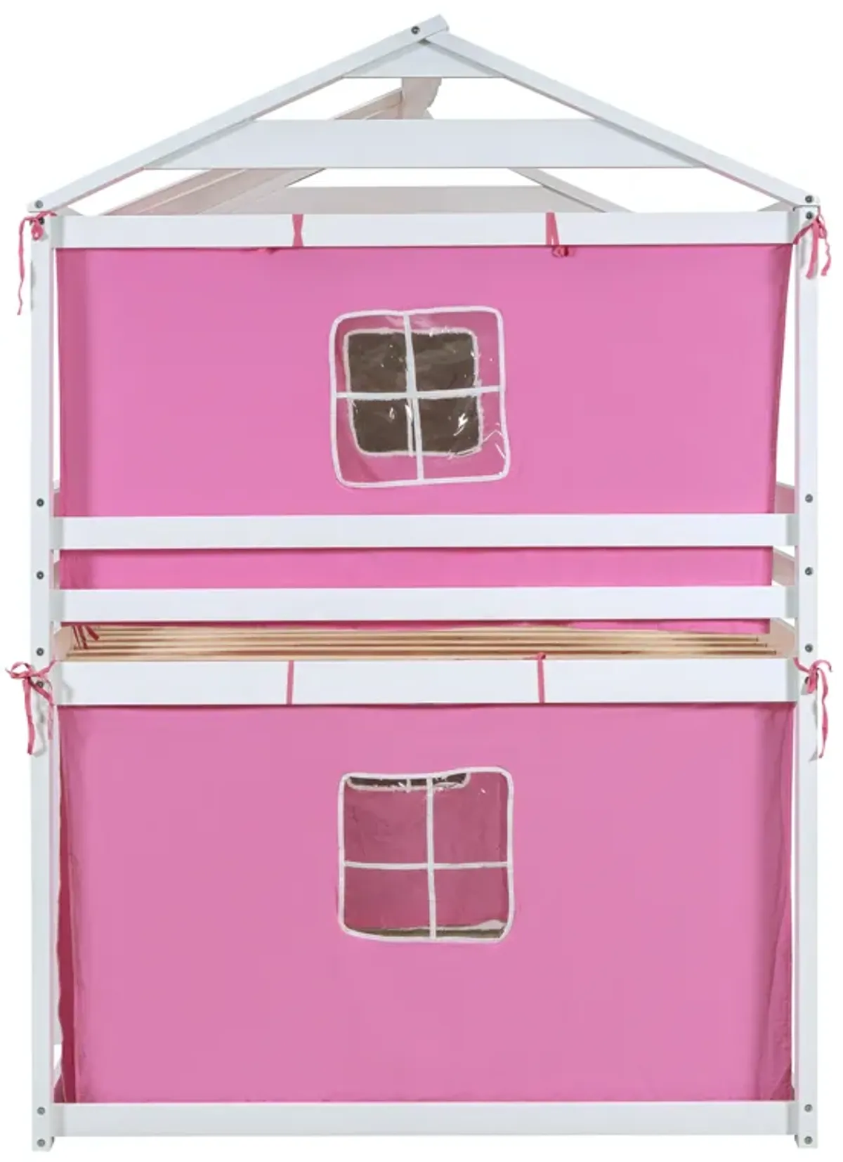 Merax Wood House Bunk Bed with Tent