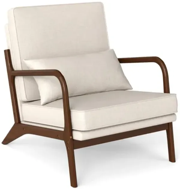 Hivvago Modern Accent Chair with Rubber Wood Armrests and Removable Back