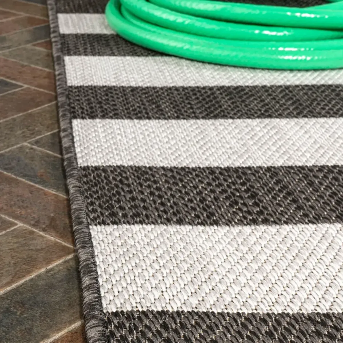 Negril Two Tone Wide Stripe Indoor/Outdoor Area Rug