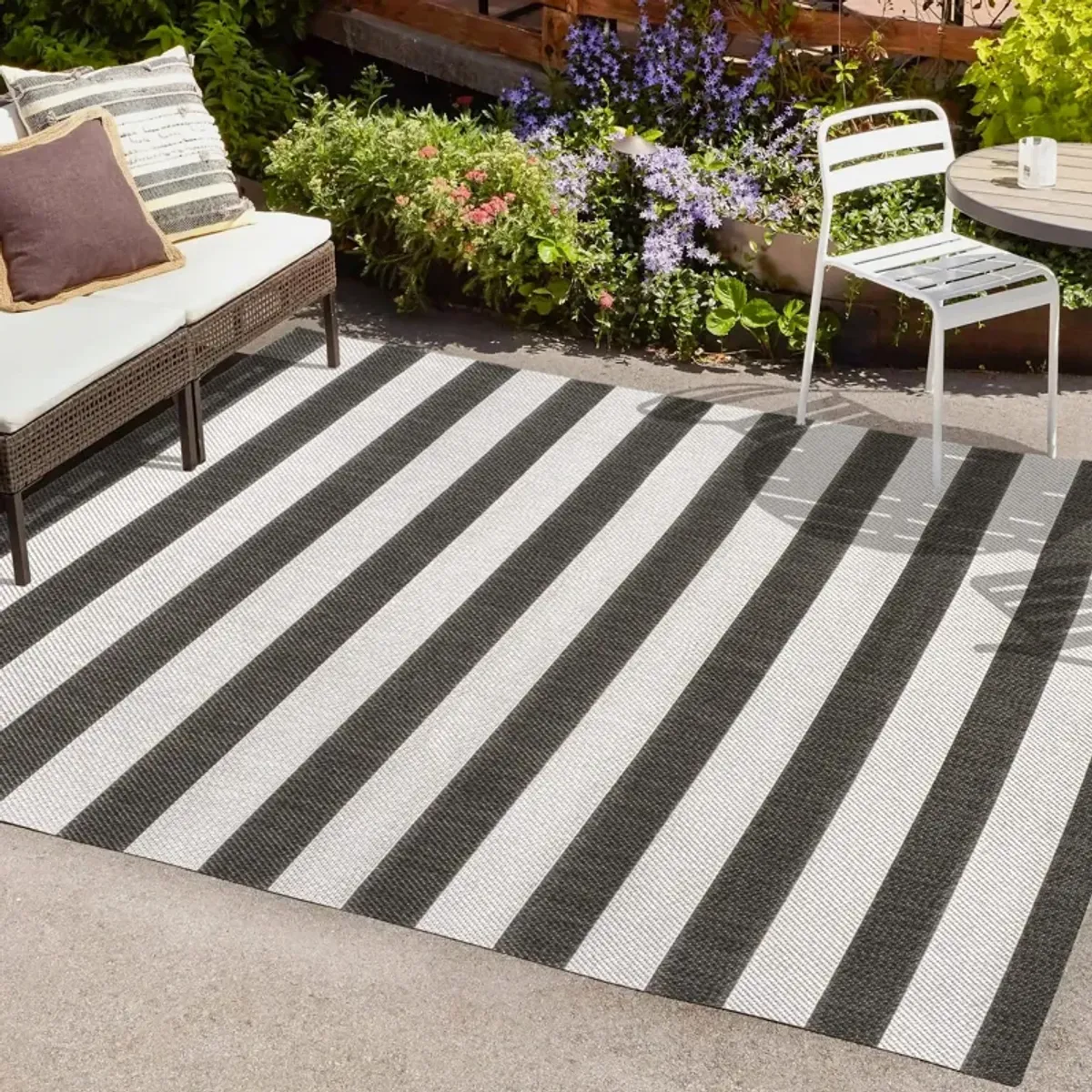 Negril Two Tone Wide Stripe Indoor/Outdoor Area Rug