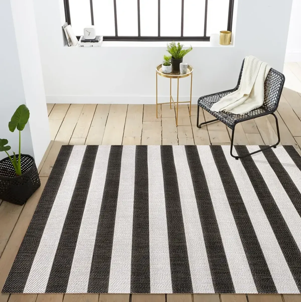 Negril Two Tone Wide Stripe Indoor/Outdoor Area Rug