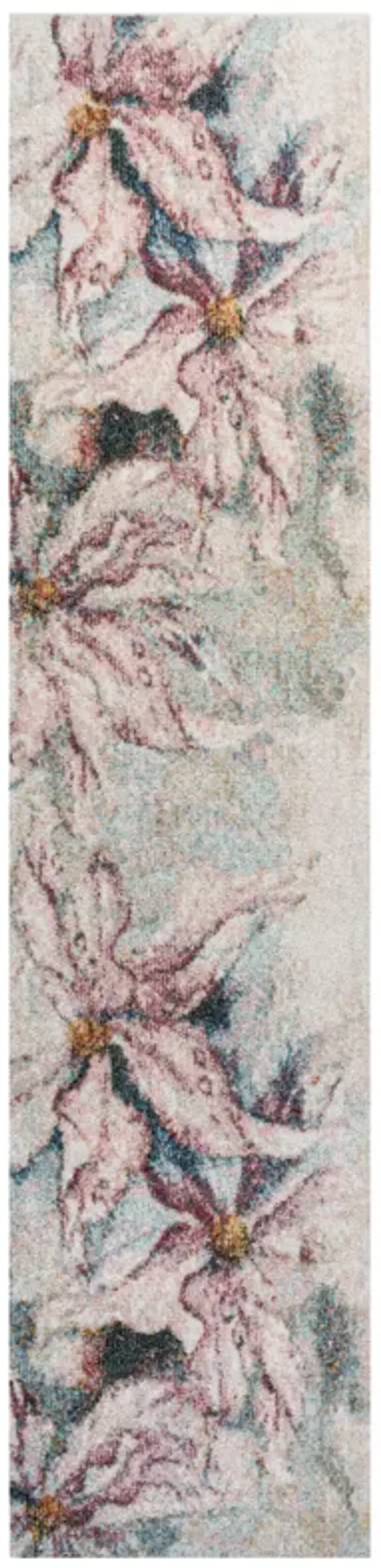 Pastello Modern Abstract Muted Flowers Area Rug