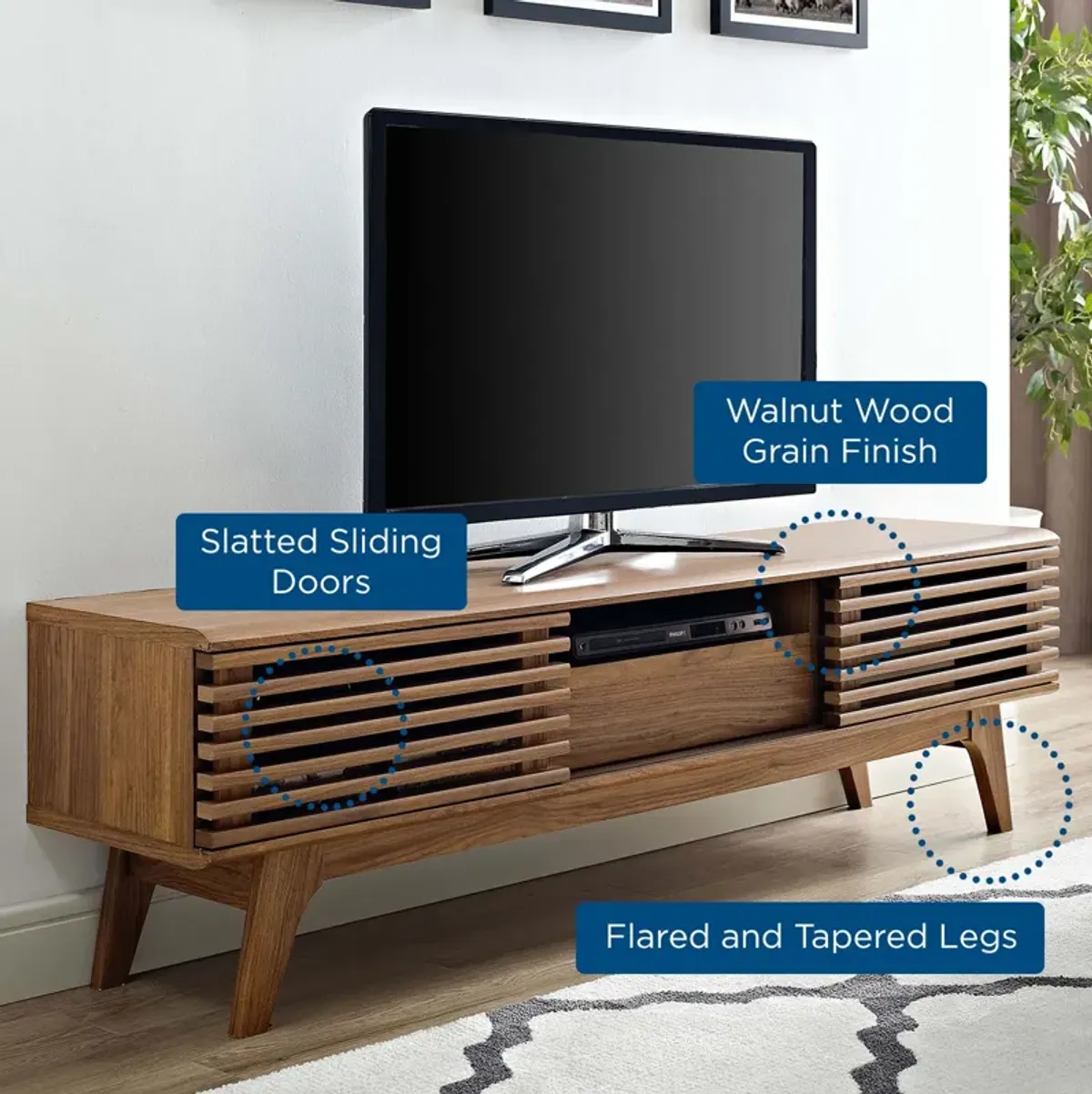 Render 59? TV Stand, Walnut-Benzara