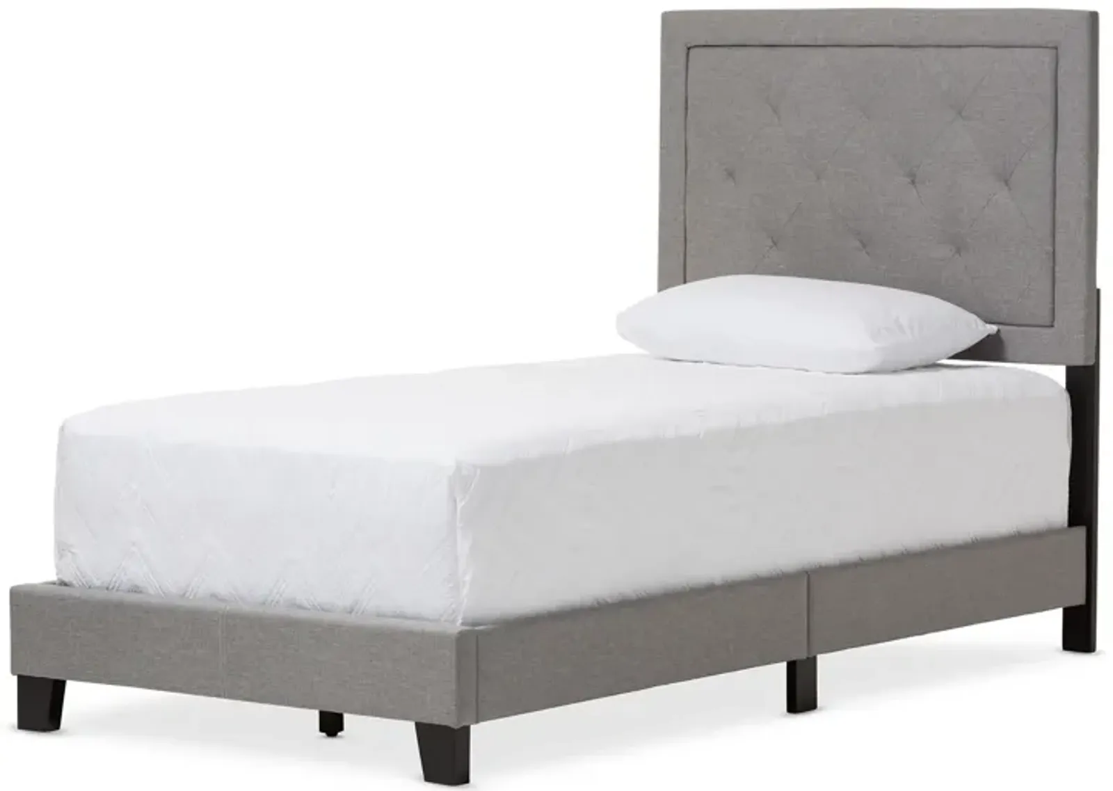 Baxton Studio Paris Modern and Contemporary Grey Fabric Upholstered Twin Size Tufting Bed