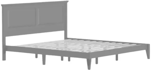 Hivvago King Traditional Solid Oak Wooden Platform Bed Frame with Headboard in Grey