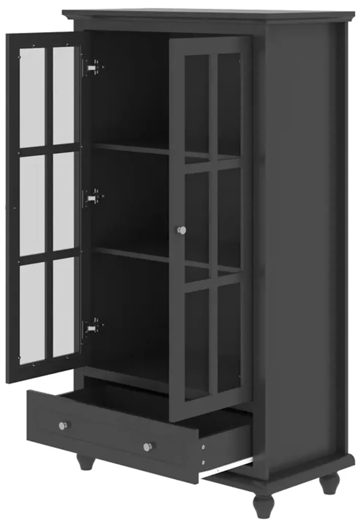 FUFU&GAGA Modern MDF Bookcase with 3 Shelves and Doors (31.5" W x 15.7" D x 55.1" H),Black