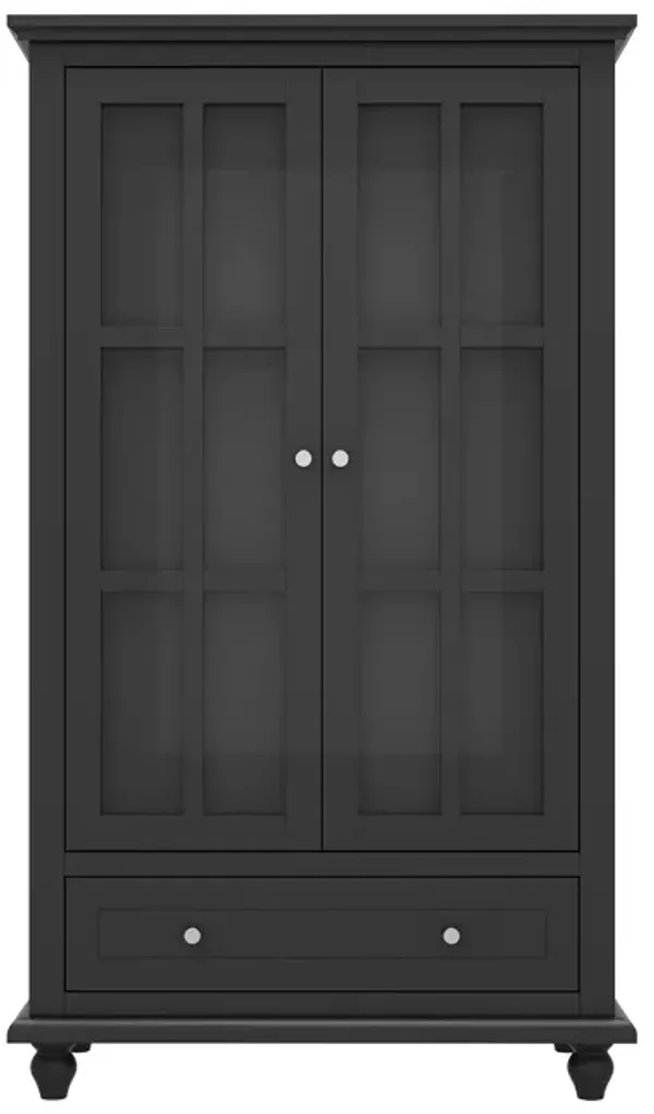 FUFU&GAGA Modern MDF Bookcase with 3 Shelves and Doors (31.5" W x 15.7" D x 55.1" H),Black