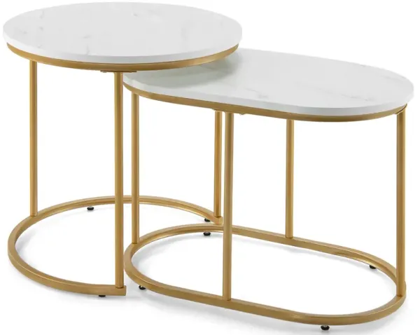 Modern Nesting Coffee Table Set of 2-White