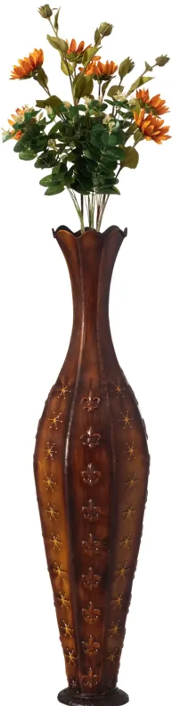 34-Inch Metal Decorative Floor Vase: Stylish Centerpiece for Home Décor, Dried Flowers, Living Room, Bedroom Accent, Modern Interior Design, Elegant Room Décor, Tall Vase for Display
