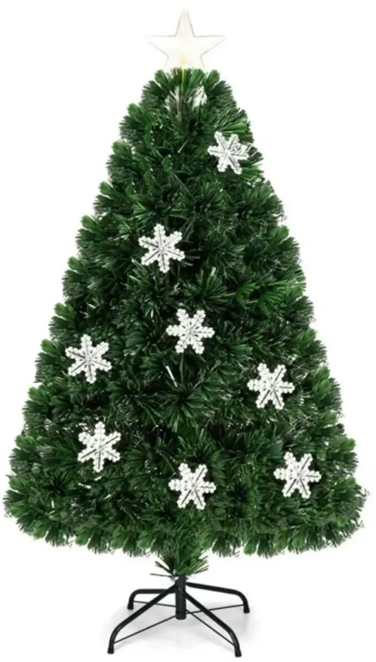 Hivvago 3/4/5/6 Feet LED Optic Artificial Christmas Tree with Snowflakes