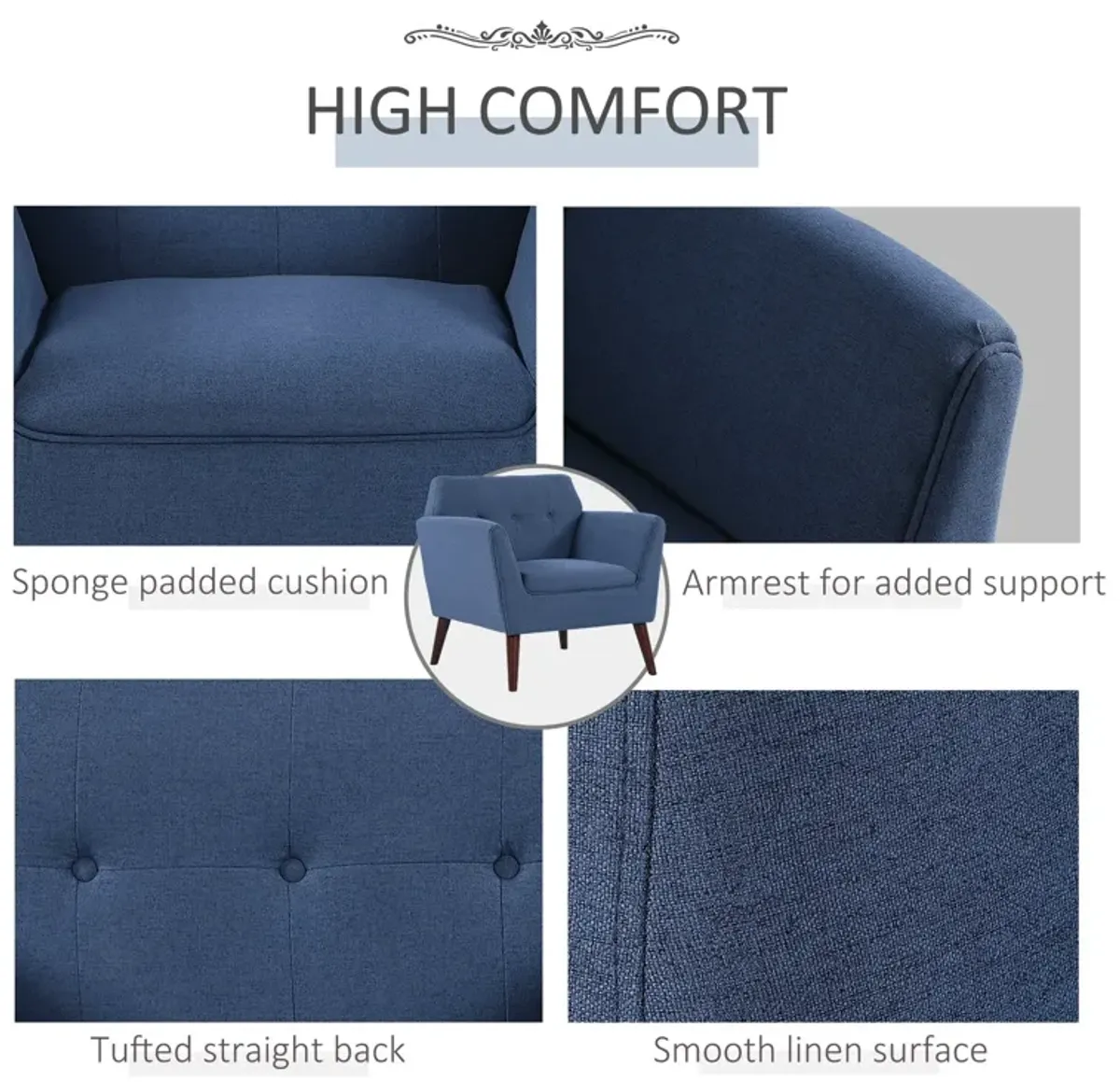 Traditional Comfort: Single Sofa with Button-Tufted Polygonal Back