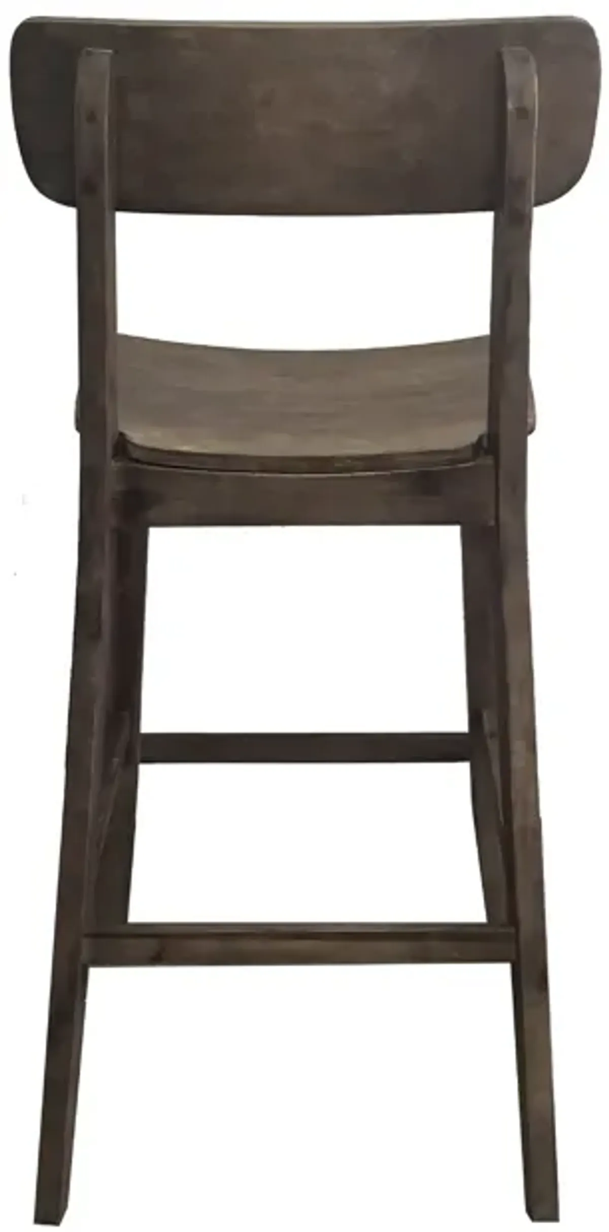 29 Inch Rubberwood Barstool with Wood Grain Details, Panel Back, Brown-Benzara