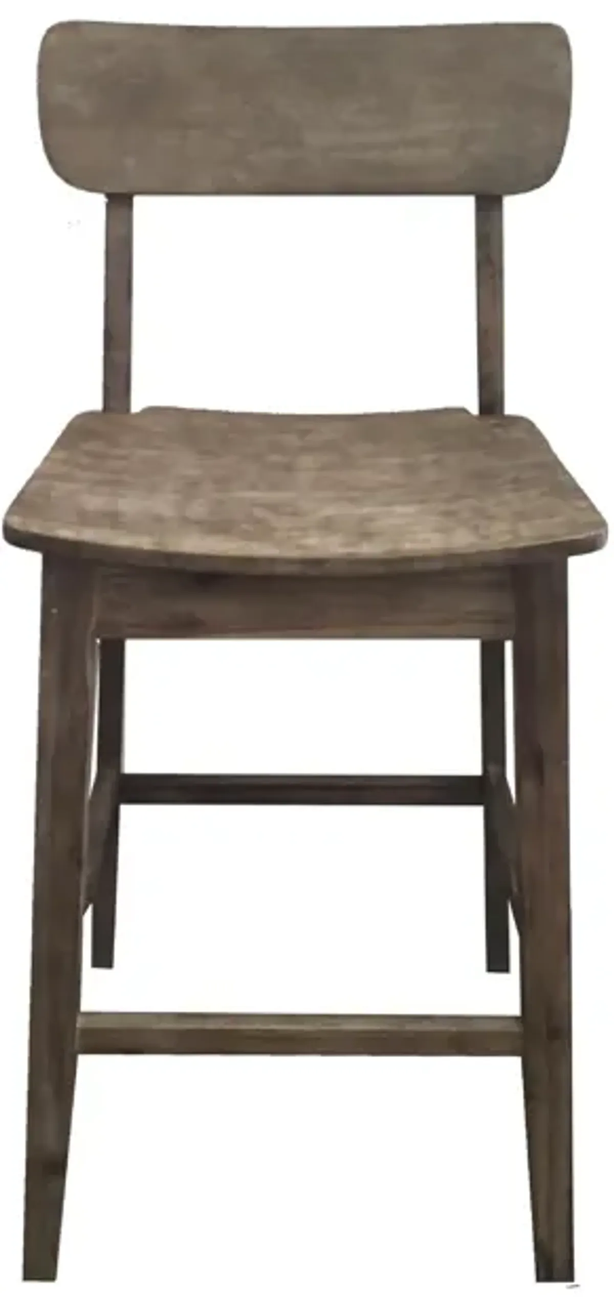 29 Inch Rubberwood Barstool with Wood Grain Details, Panel Back, Brown-Benzara