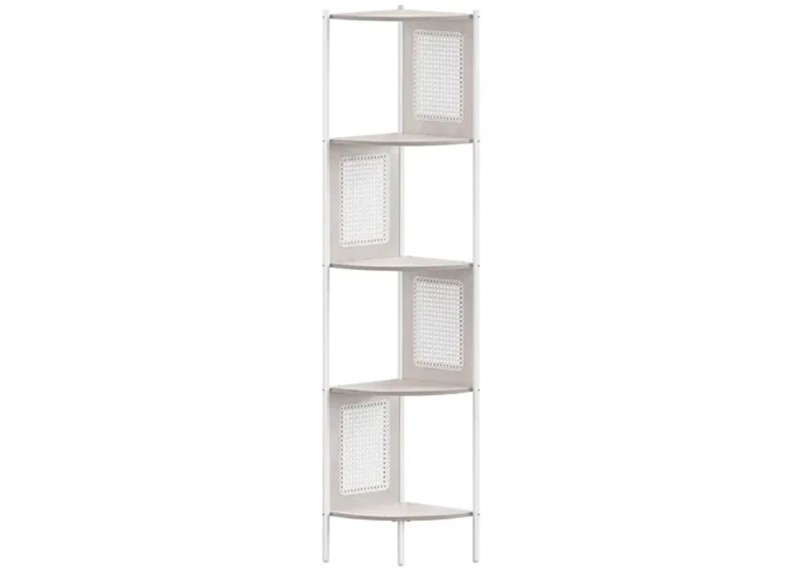 5-Tier Corner Shelf Stand with Polyrattan Sides