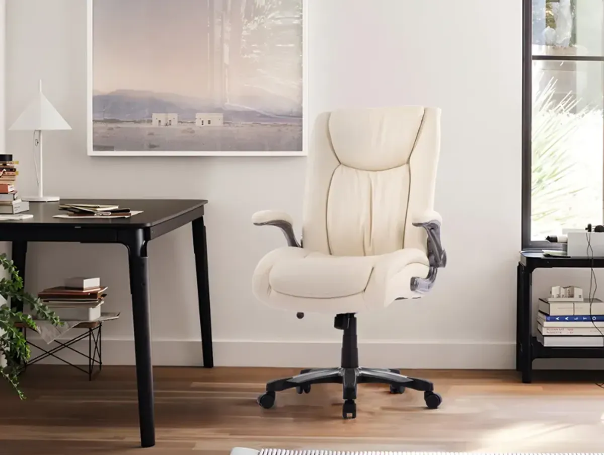 Executive Office Chair 400lbs, Big and Tall Home Office Chair with Space-Saving Flip-Up Arms