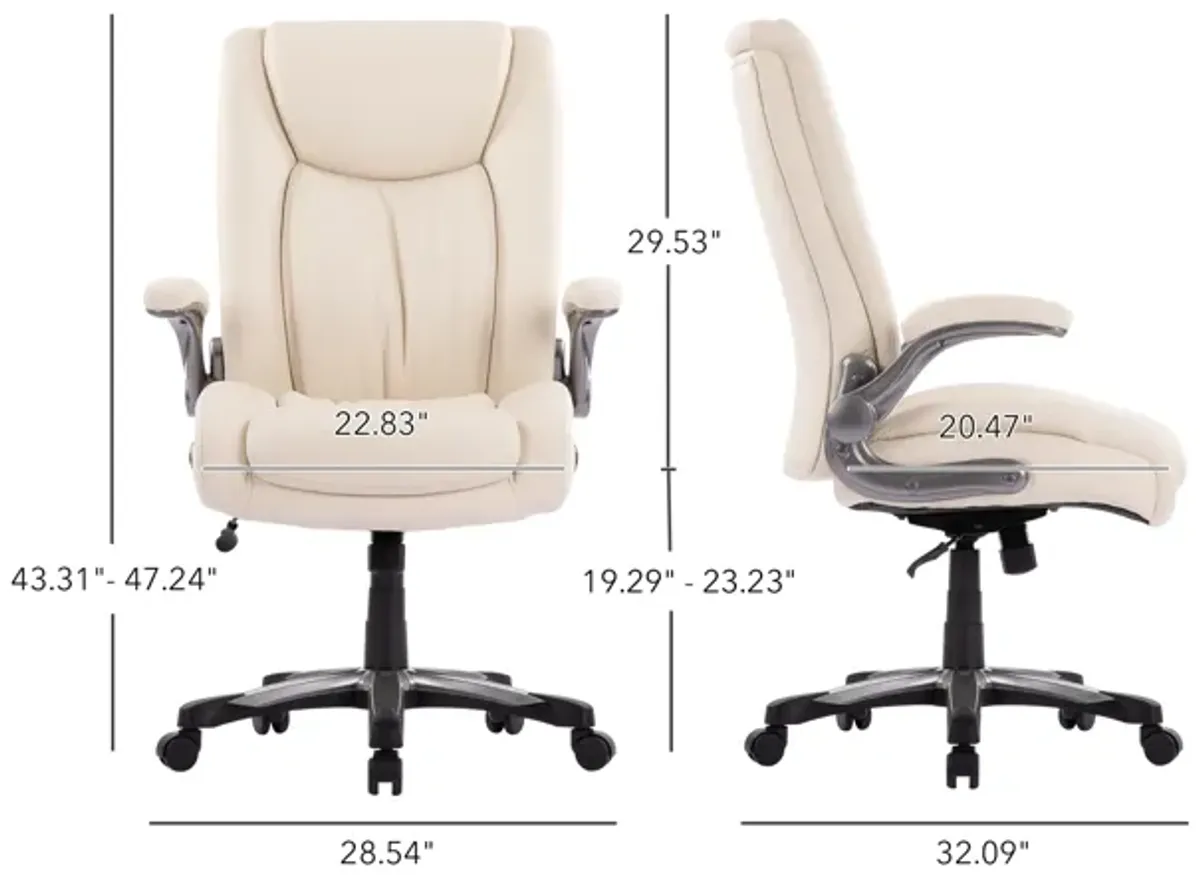 Executive Office Chair 400lbs, Big and Tall Home Office Chair with Space-Saving Flip-Up Arms