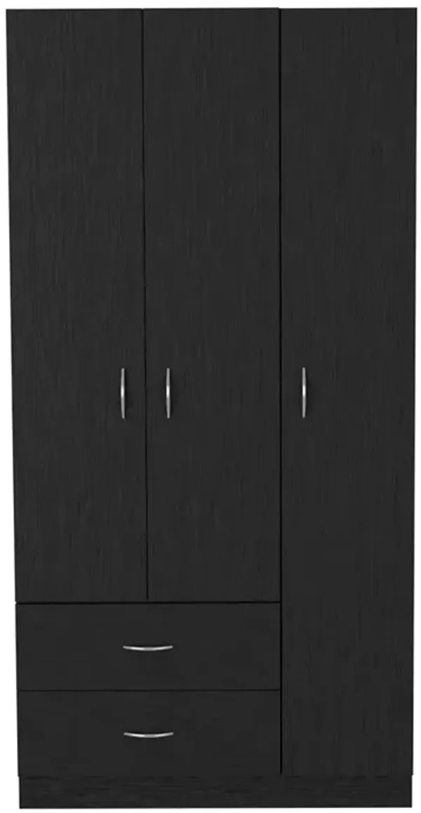 DEPOT E-SHOP Bosko 3 Doors Armoire, Two Drawers, Metal Rod