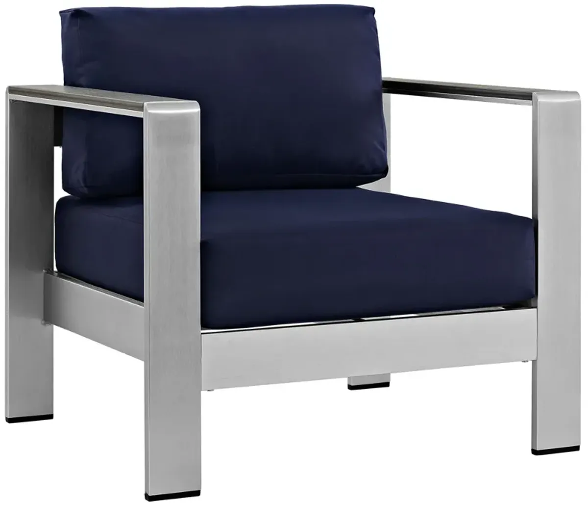 Shore 3 Piece Outdoor Patio Aluminum Set - Silver Navy