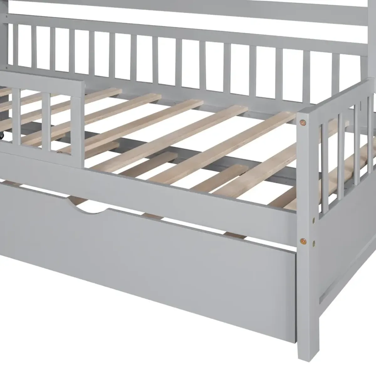 Merax Wooden House Bed with Twin Size Trundle