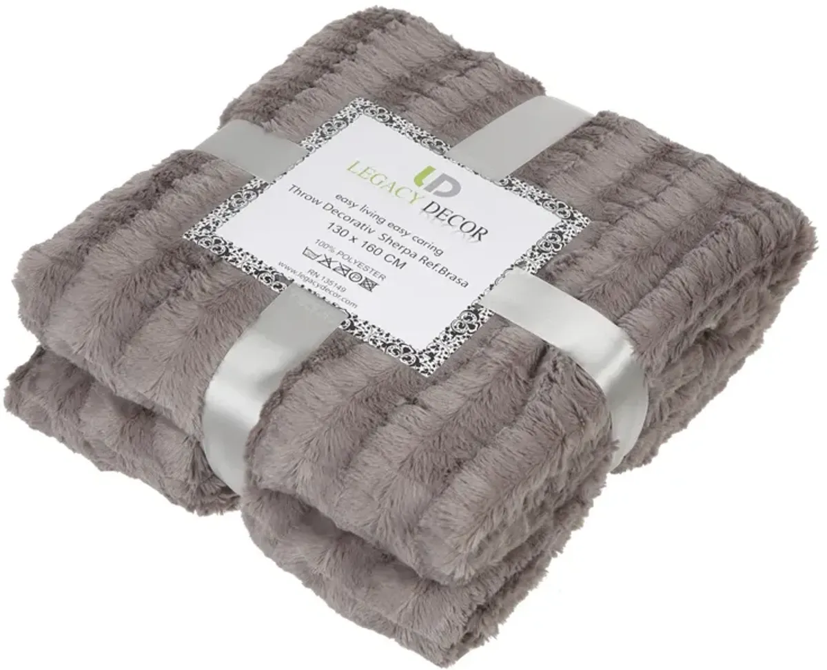 Legacy Decor Luxurious Soft Velour Fleece Throw with Super Ultra Soft Faux Fur on Backside Blanket 49”x 73” White Color