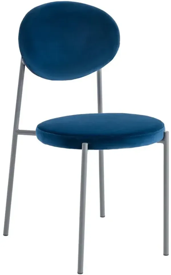 LeisureMod Euston Modern Velvet Dining Chair with Grey Steel Frame