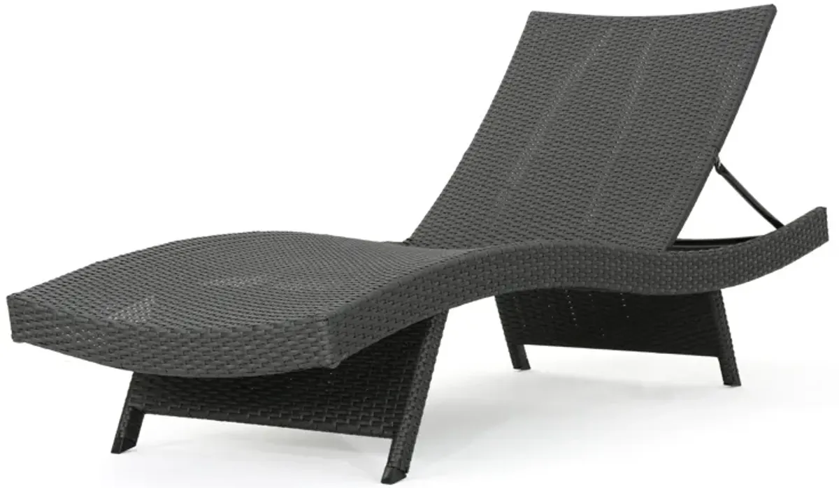 Mach Chaise Lounger, Dark Gray Rattan Wicker Frame, Outdoor, 79 Inch