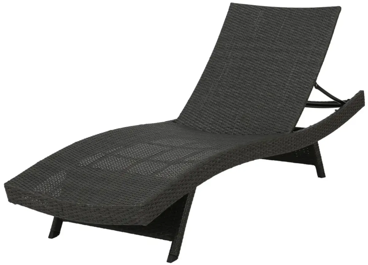 Mach Chaise Lounger, Dark Gray Rattan Wicker Frame, Outdoor, 79 Inch