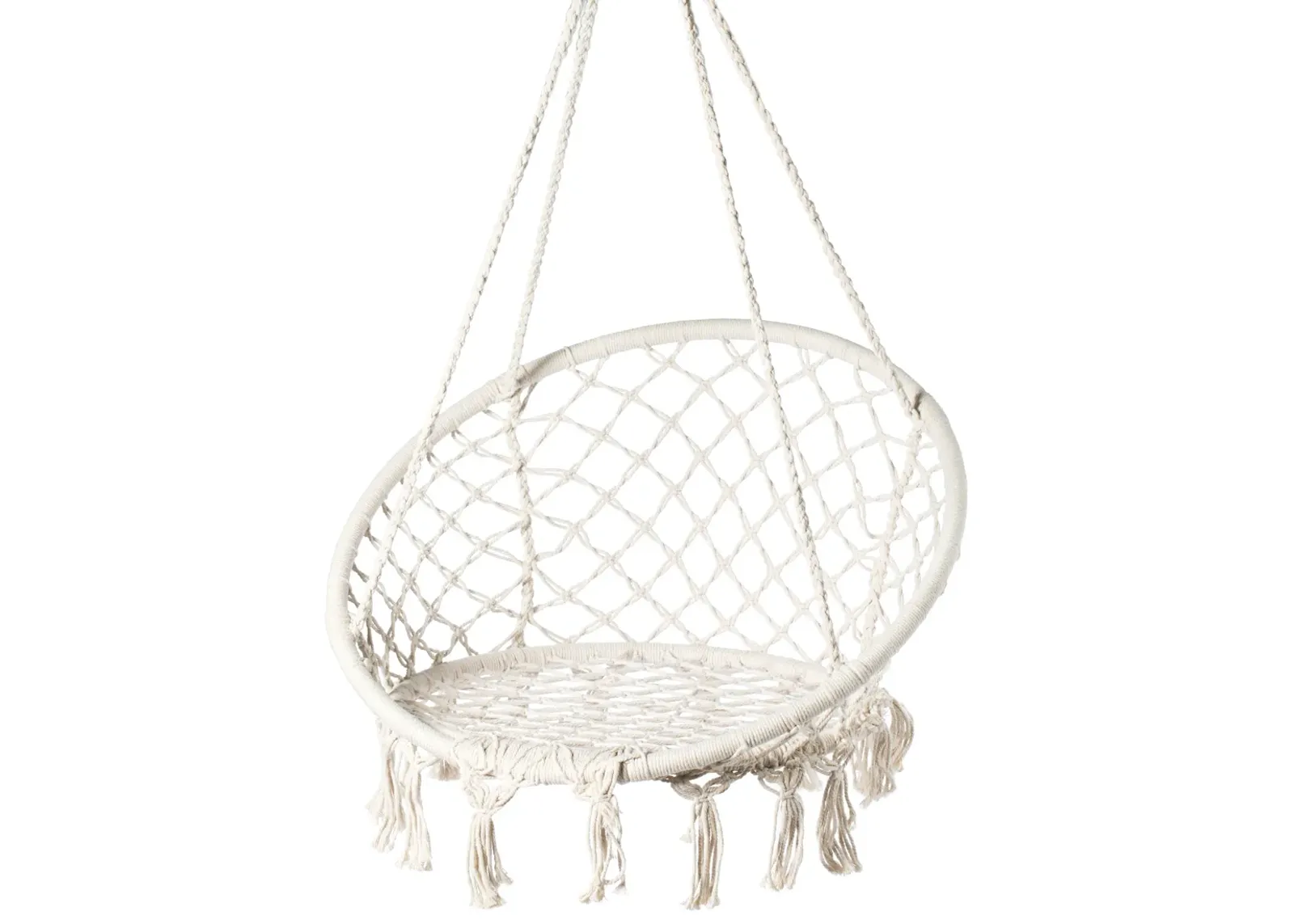 Round Hanging Hammock Cotton Rope Macrame Swing Chair for Indoor and Outdoor