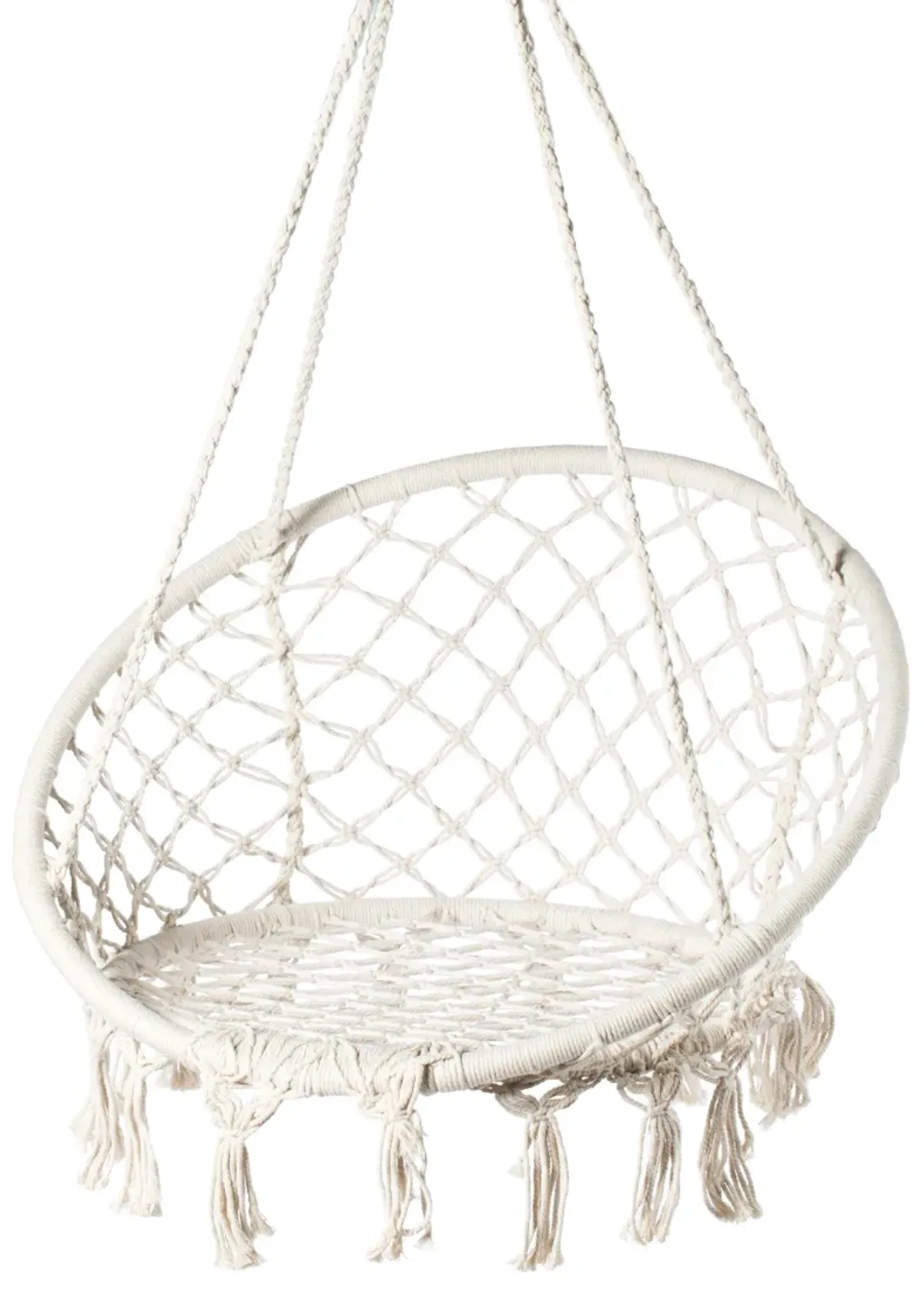 Round Hanging Hammock Cotton Rope Macrame Swing Chair for Indoor and Outdoor