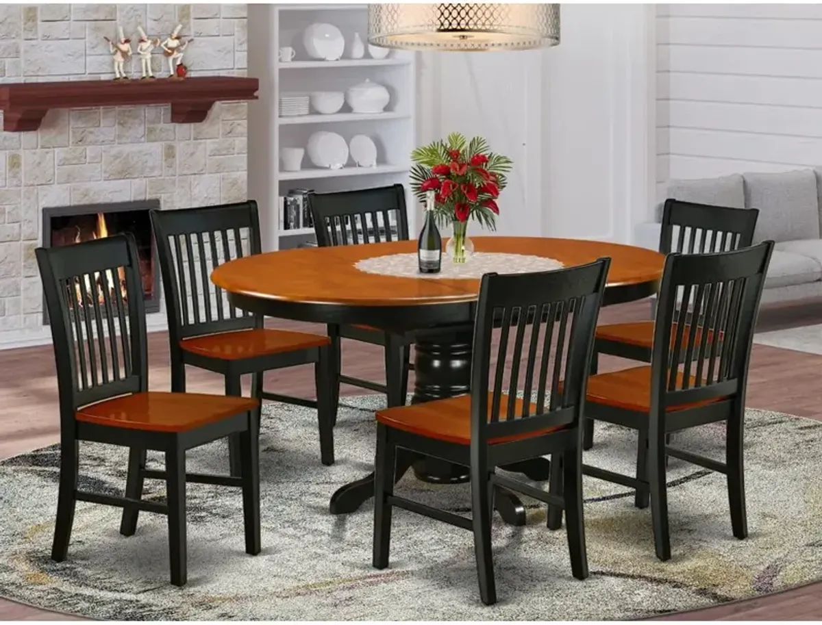 East West Furniture Dining Room Set Black & Cherry, KENO7-BCH-W