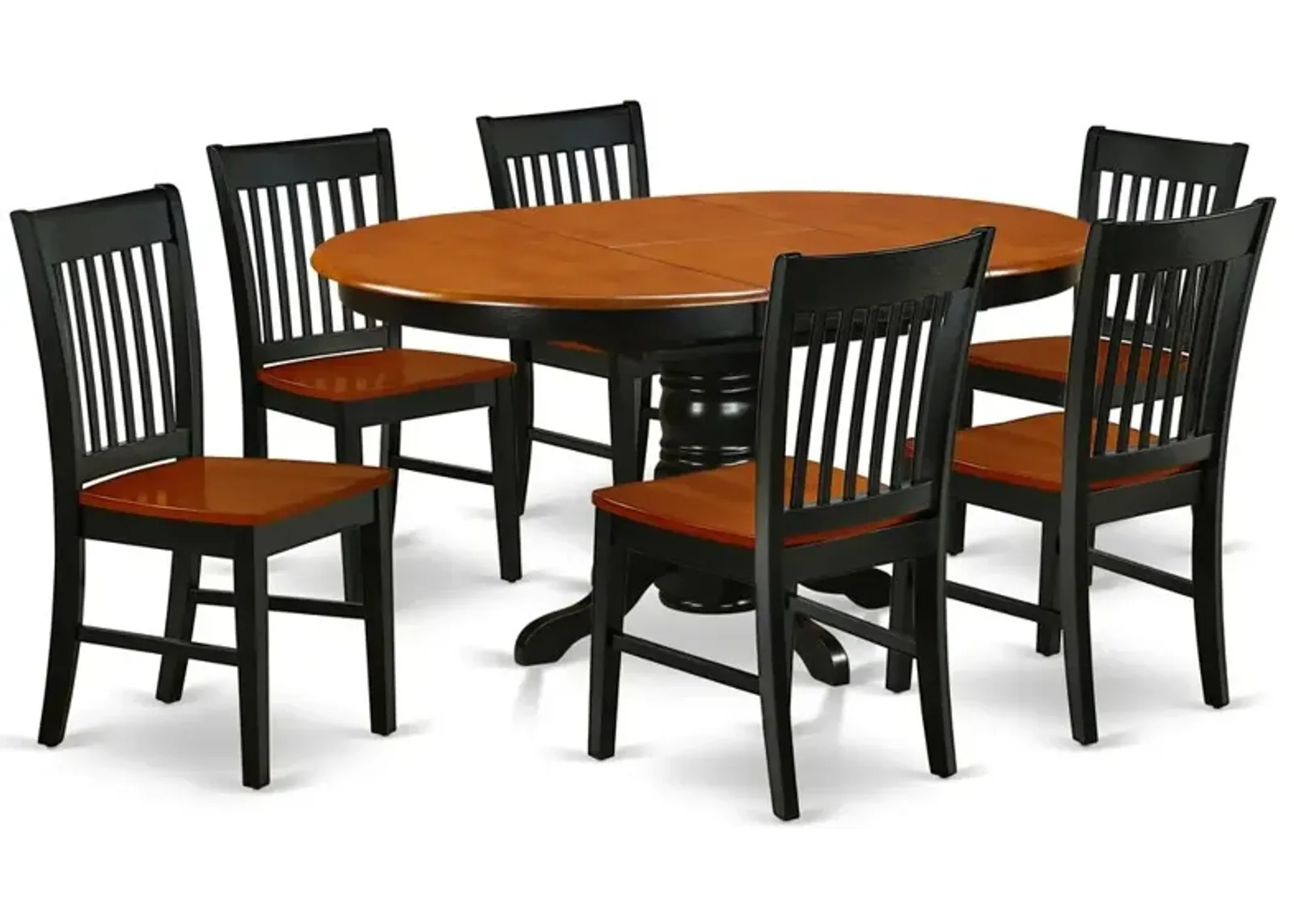 East West Furniture Dining Room Set Black & Cherry, KENO7-BCH-W