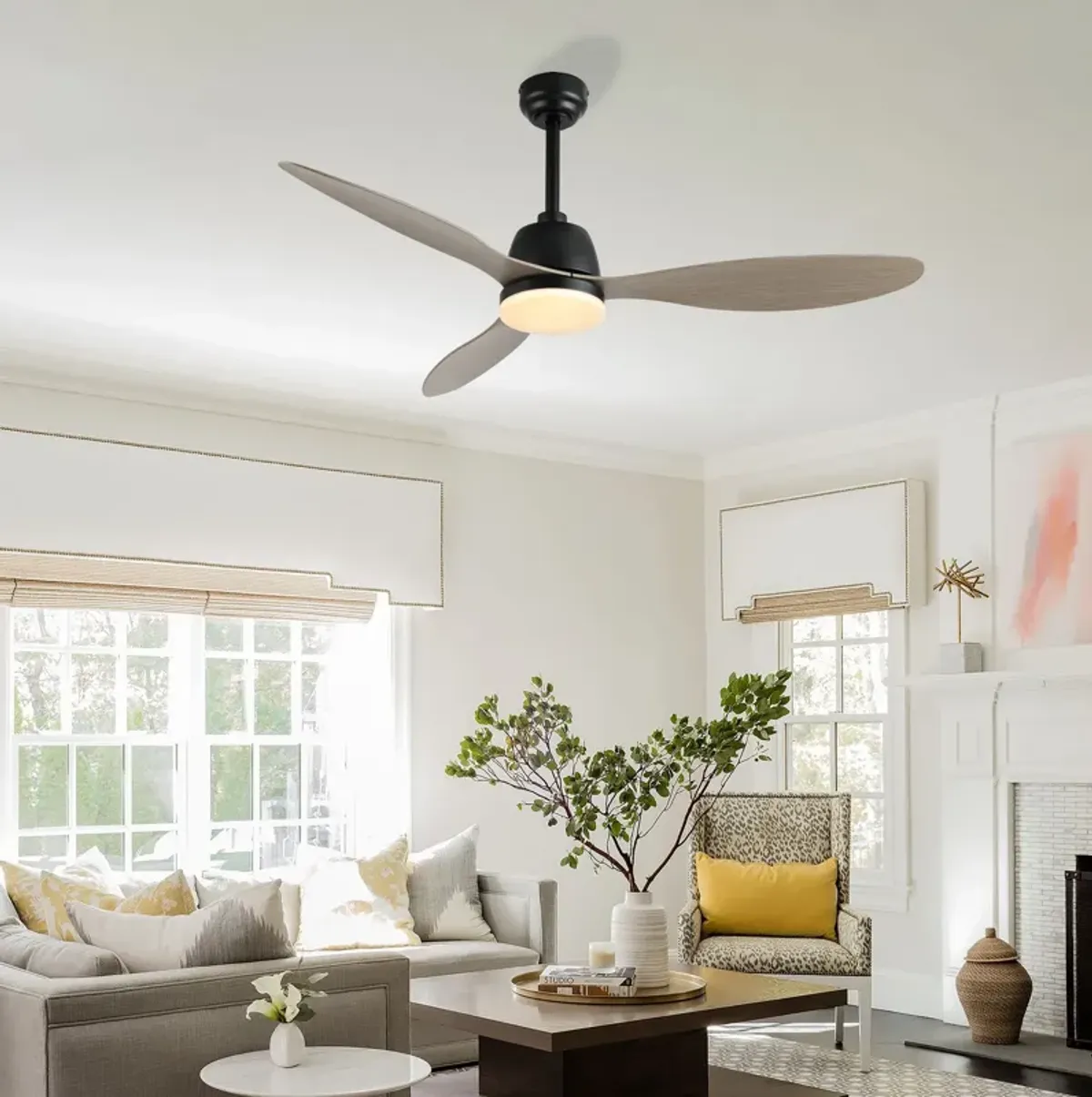 Audie Classic Industrial Iron/Plastic Integrated LED Ceiling Fan