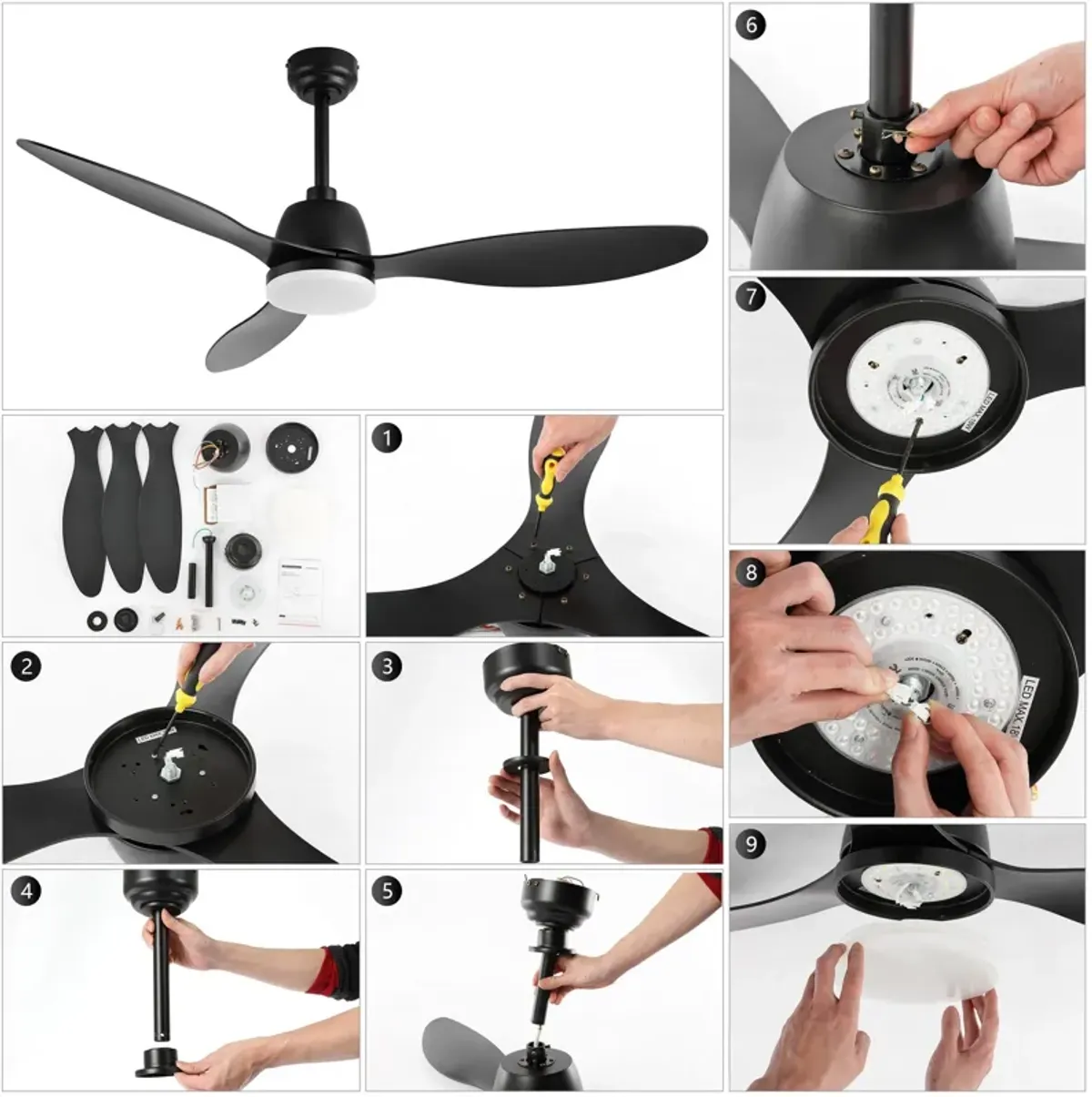 Audie Classic Industrial Iron/Plastic Integrated LED Ceiling Fan